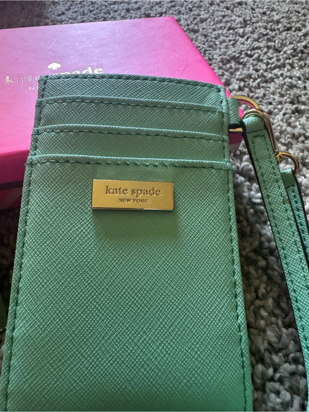 kate spade Mint Green Cardholder Wristlet with box and tags